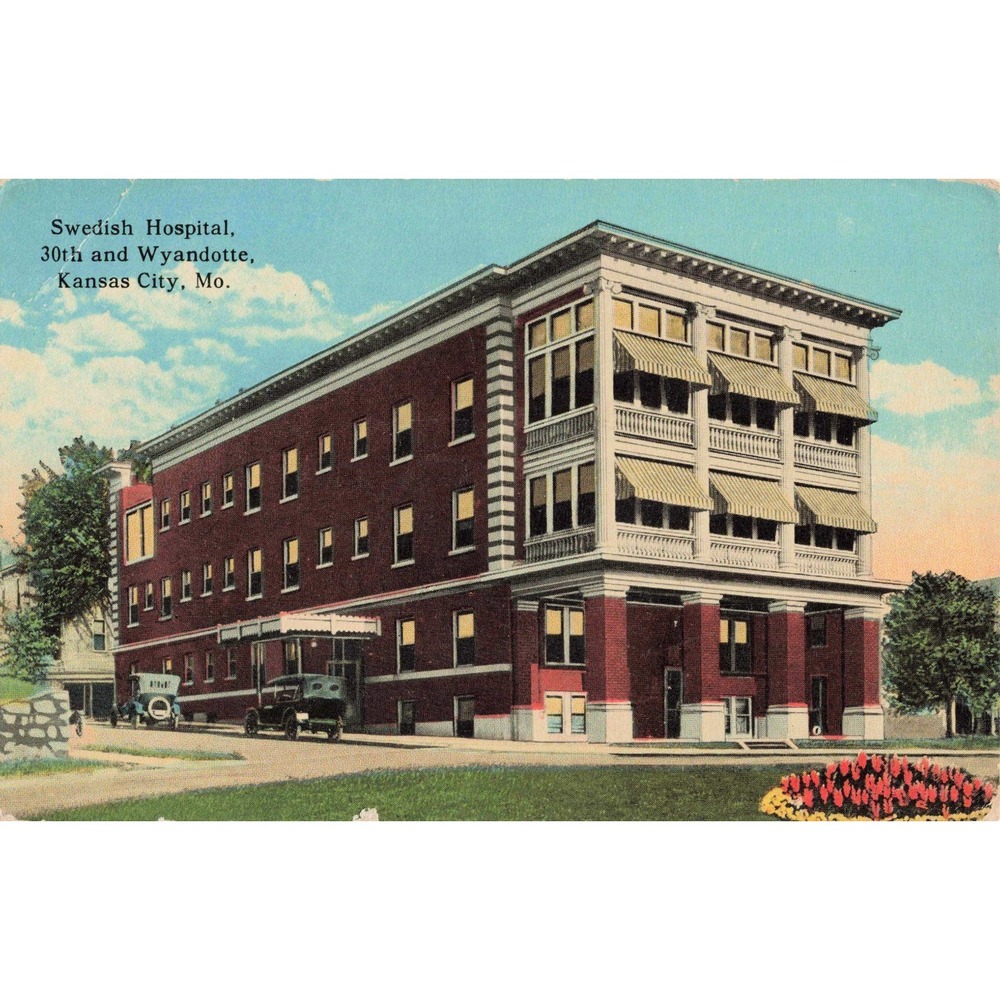 Vtg Swedish Hospital Kansas City MO Linen Postcard Hall Bros 30th Wyandotte - Picture 1 of 2